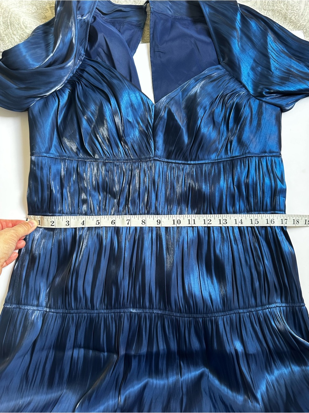 CINQ a SEPT Blue Romantic Nina Hi Lo Midi Tiered Ruched Eclipse Dress- Size 6 - Picture 7 of 12